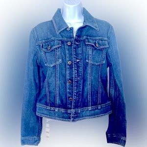 Express Denim Jacket. Medium wash. Silver buttons. Medium.